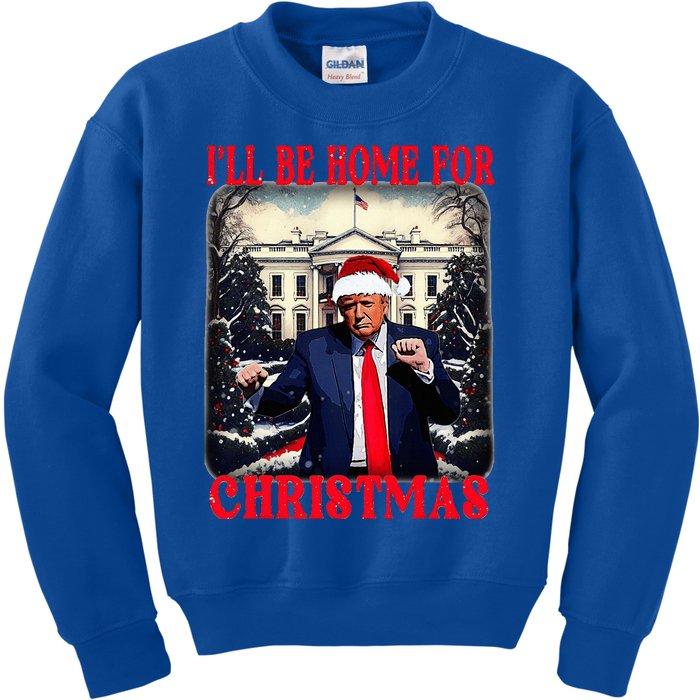 Dancing Funny Humorous Trump I’Ll Be Home For Christmas 2025 Kids Sweatshirt