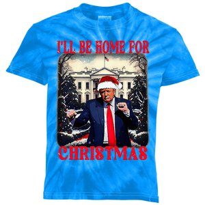 Dancing Funny Humorous Trump I’Ll Be Home For Christmas 2025 Kids Tie-Dye T-Shirt