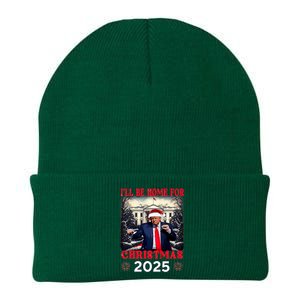 Dancing Funny Humorous Trump I’Ll Be Home For Christmas 2025 Knit Cap Winter Beanie