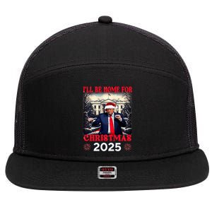 Dancing Funny Humorous Trump I’Ll Be Home For Christmas 2025 7 Panel Mesh Trucker Snapback Hat