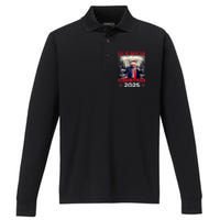 Dancing Funny Humorous Trump I’Ll Be Home For Christmas 2025 Performance Long Sleeve Polo