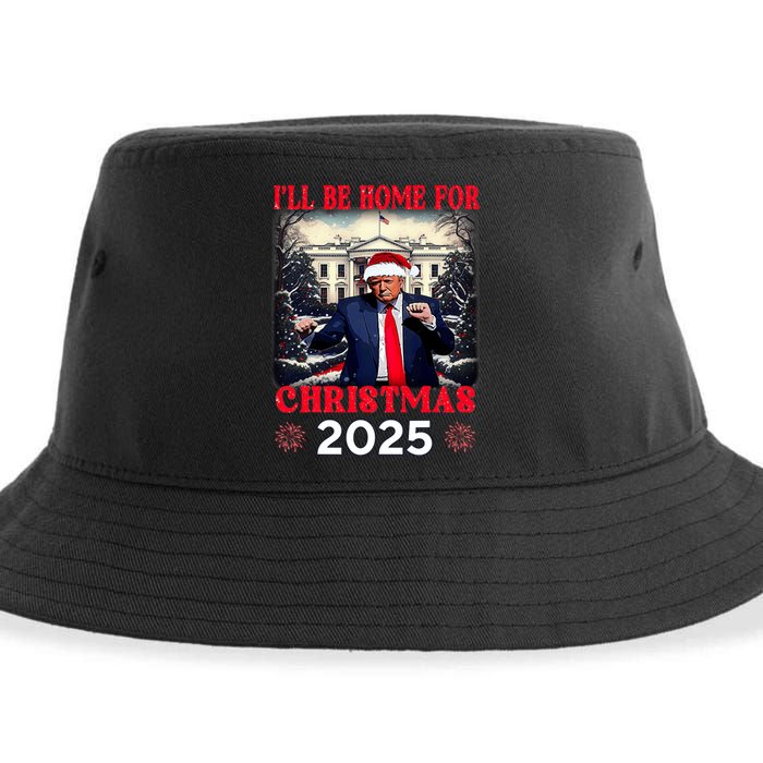 Dancing Funny Humorous Trump I’Ll Be Home For Christmas 2025 Sustainable Bucket Hat