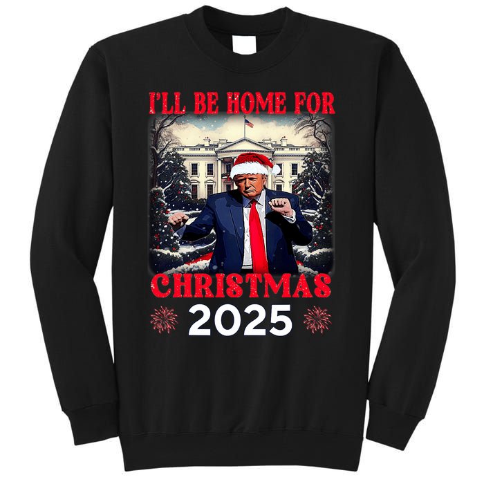 Dancing Funny Humorous Trump I’Ll Be Home For Christmas 2025 Tall Sweatshirt