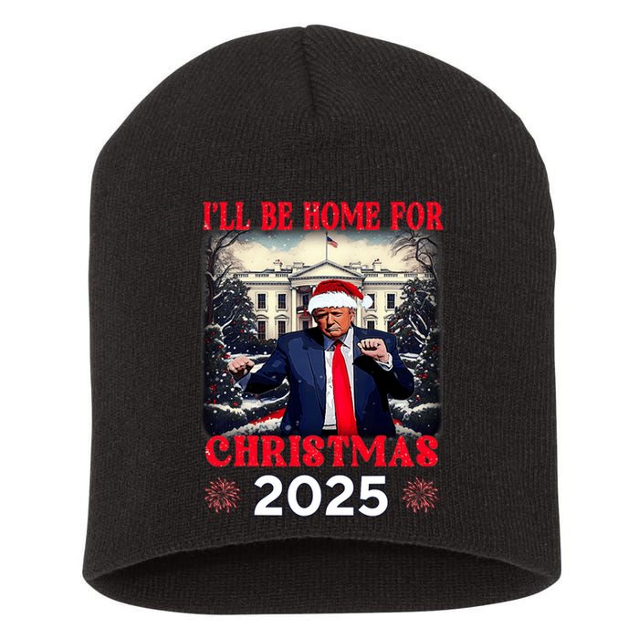 Dancing Funny Humorous Trump I’Ll Be Home For Christmas 2025 Short Acrylic Beanie