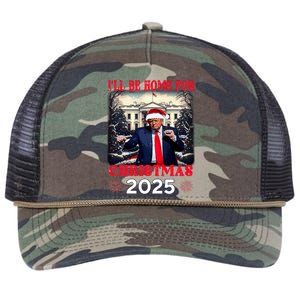 Dancing Funny Humorous Trump I’Ll Be Home For Christmas 2025 Retro Rope Trucker Hat Cap