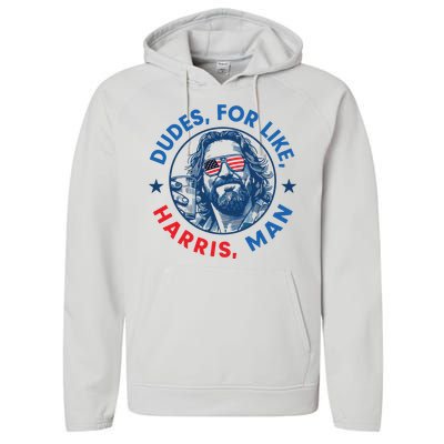 Dudes For Harris Kamala 2024 Madam President Democrat Performance Fleece Hoodie