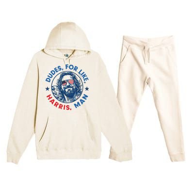 Dudes For Harris Kamala 2024 Madam President Democrat Premium Hooded Sweatsuit Set