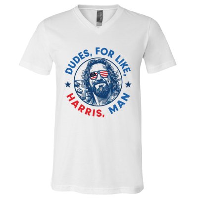 Dudes For Harris Kamala 2024 Madam President Democrat V-Neck T-Shirt