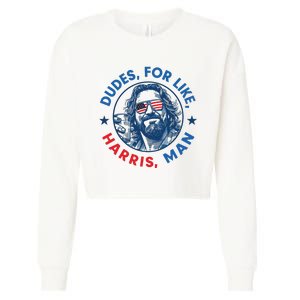 Dudes For Harris Kamala 2024 Madam President Democrat Cropped Pullover Crew