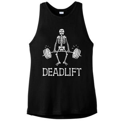 DEADLIFT Funny Halloween Skeleton Weight Lifting Workout Ladies PosiCharge Tri-Blend Wicking Tank