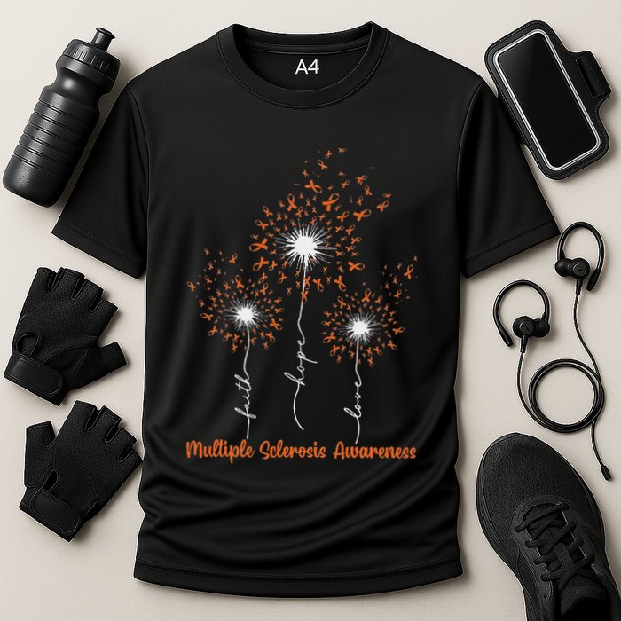 Dandelion Faith Hope Love Ms Multiple Sclerosis Awareness Cooling Performance Crew T-Shirt