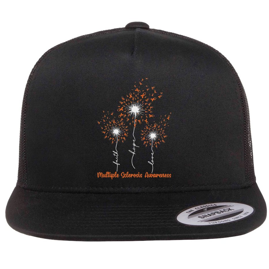 Dandelion Faith Hope Love Ms Multiple Sclerosis Awareness Flat Bill Trucker Hat