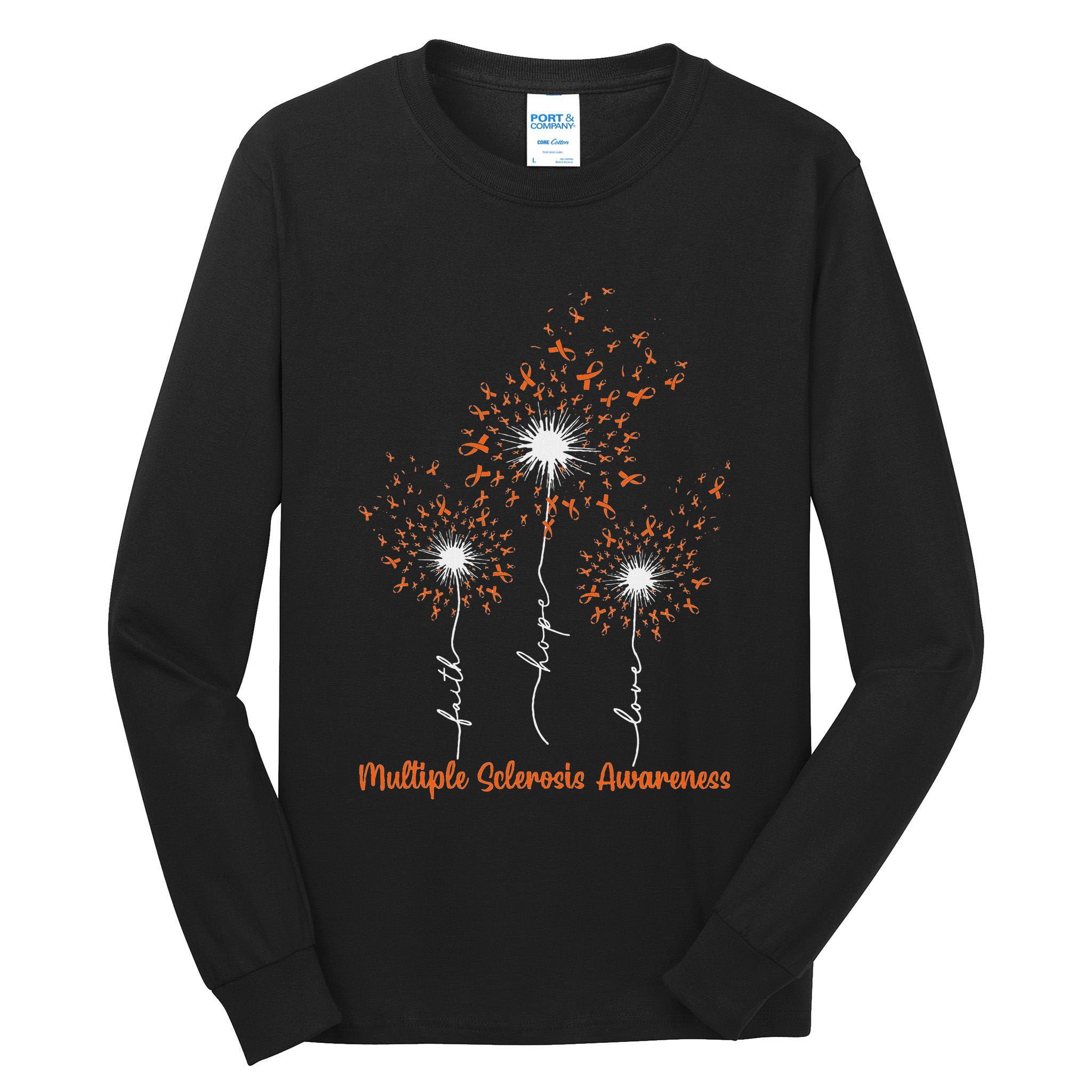 Dandelion Faith Hope Love Ms Multiple Sclerosis Awareness Tall Long Sleeve T-Shirt