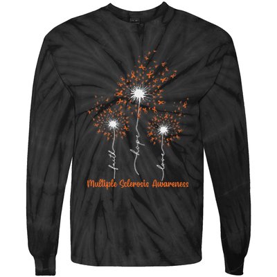 Dandelion Faith Hope Love Ms Multiple Sclerosis Awareness Tie-Dye Long Sleeve Shirt