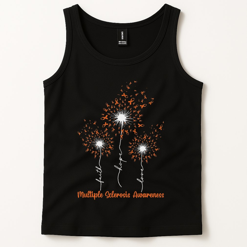 Dandelion Faith Hope Love Ms Multiple Sclerosis Awareness Tank Top