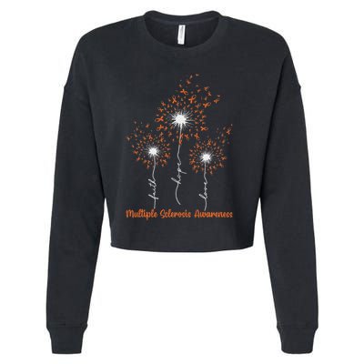 Dandelion Faith Hope Love Ms Multiple Sclerosis Awareness Cropped Pullover Crew