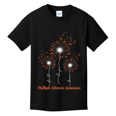 Dandelion Faith Hope Love Ms Multiple Sclerosis Awareness Kids T-Shirt