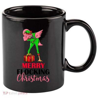 Dabbing Flamingo Holiday Elf Merry Flocking Christmas Pun Gift 11oz C Handle Ceramic Mug