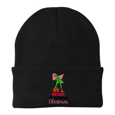 Dabbing Flamingo Holiday Elf Merry Flocking Christmas Pun Gift Beanie