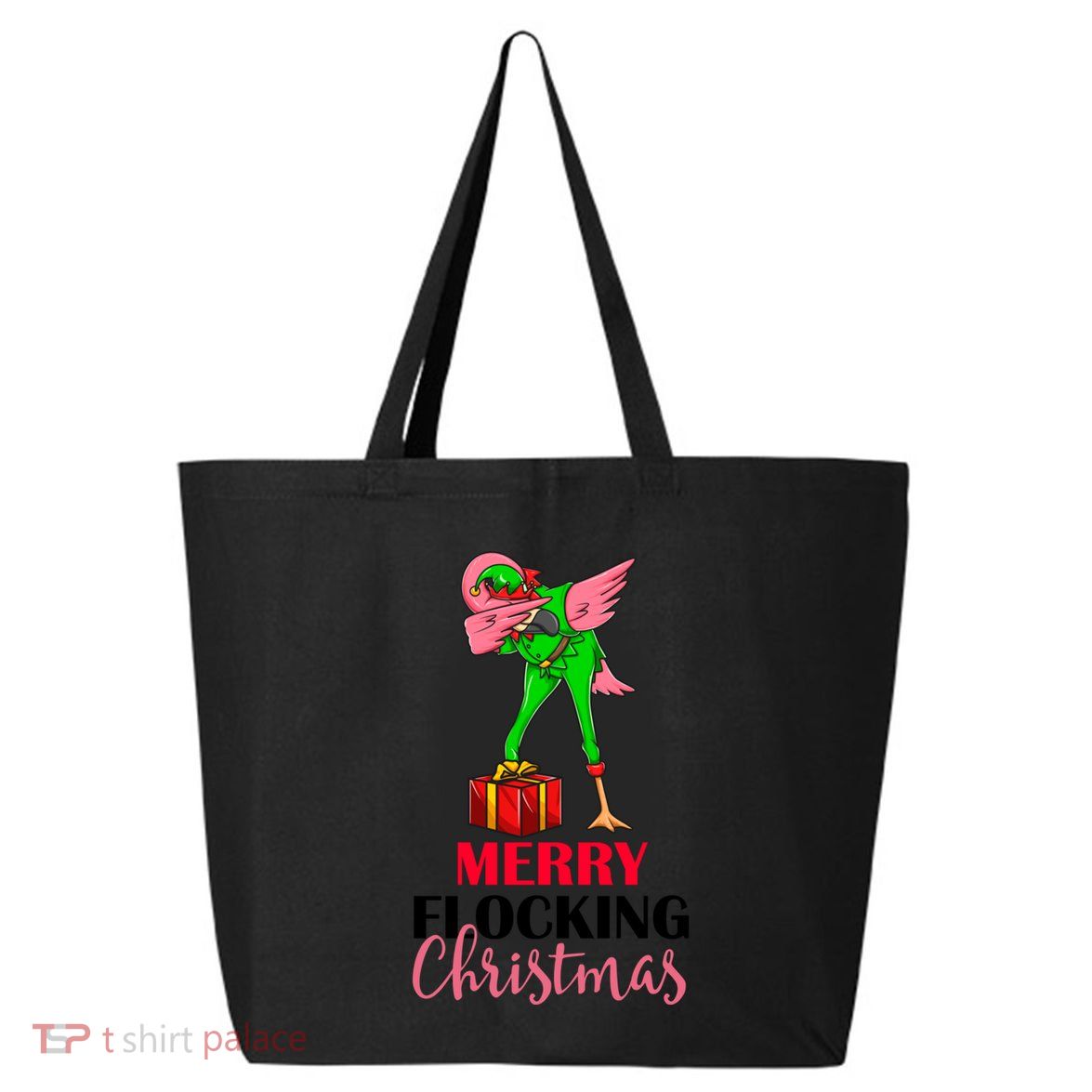 Dabbing Flamingo Holiday Elf Merry Flocking Christmas Pun Gift 25L Jumbo Tote