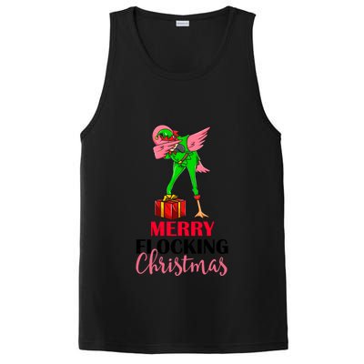 Dabbing Flamingo Holiday Elf Merry Flocking Christmas Pun Gift PosiCharge Competitor Tank