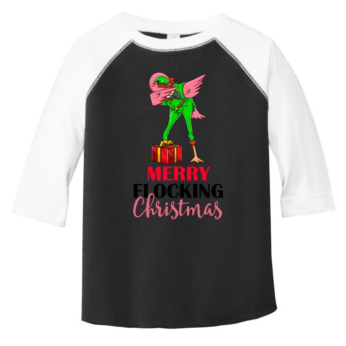 Dabbing Flamingo Holiday Elf Merry Flocking Christmas Pun Gift Toddler Fine Jersey T-Shirt