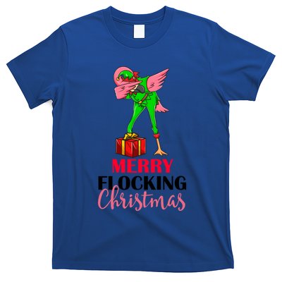 Dabbing Flamingo Holiday Elf Merry Flocking Christmas Pun Gift T-Shirt