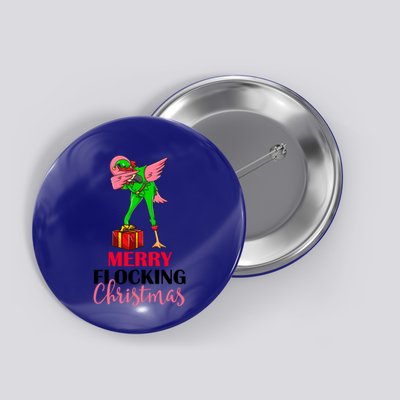 Dabbing Flamingo Holiday Elf Merry Flocking Christmas Pun Gift Button