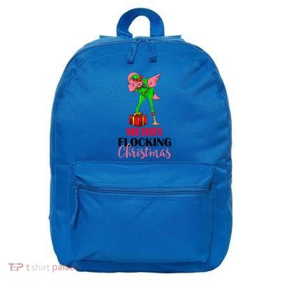 Dabbing Flamingo Holiday Elf Merry Flocking Christmas Pun Gift 16 in Basic Backpack