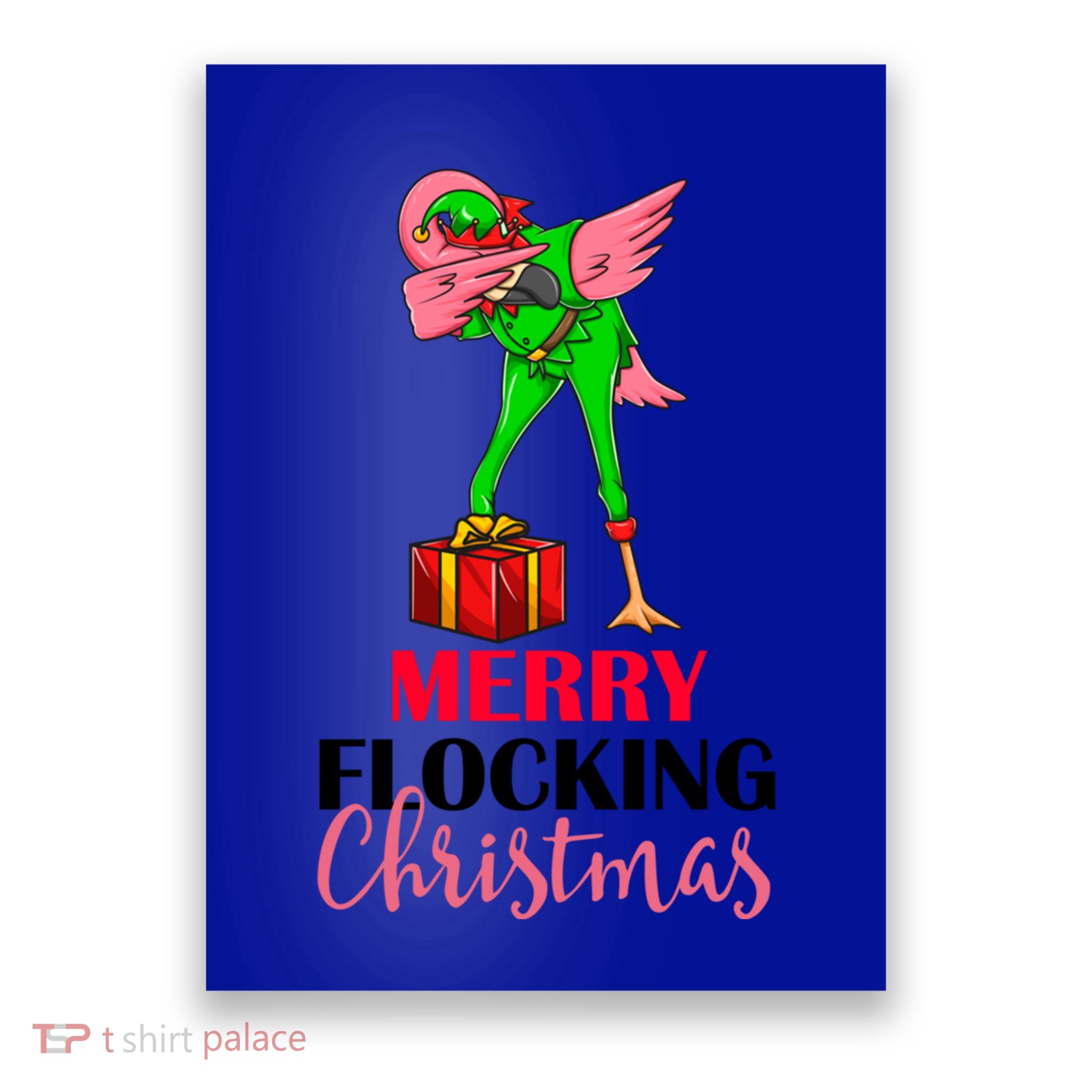 Dabbing Flamingo Holiday Elf Merry Flocking Christmas Pun Gift Poster