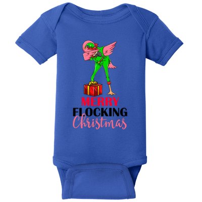 Dabbing Flamingo Holiday Elf Merry Flocking Christmas Pun Gift Baby Bodysuit