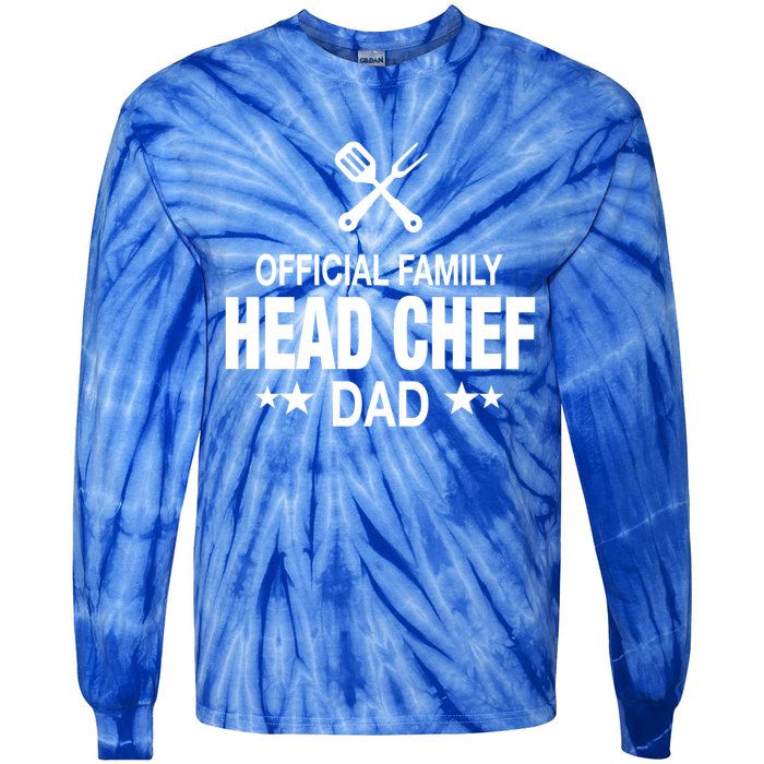 Dad Family Head Chef Funny Cooking Dad Gift Tie-Dye Long Sleeve Shirt