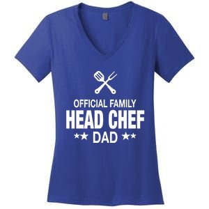 Dad Family Head Chef Funny Cooking Dad Gift Women's V-Neck T-Shirt