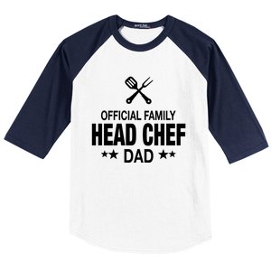 Dad Family Head Chef Funny Cooking Dad Gift Baseball Sleeve Shirt