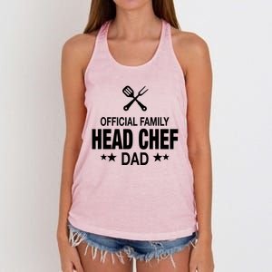 Dad Family Head Chef Funny Cooking Dad Gift Women's Knotted Racerback Tank