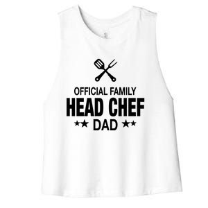 Dad Family Head Chef Funny Cooking Dad Gift Women's Racerback Cropped Tank