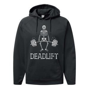 DEADLIFT Funny Halloween Skeleton Weight Lifting Workout Performance Fleece Hoodie