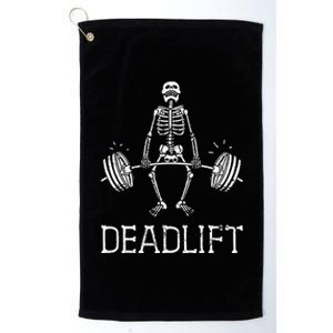 DEADLIFT Funny Halloween Skeleton Weight Lifting Workout Platinum Collection Golf Towel