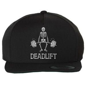 DEADLIFT Funny Halloween Skeleton Weight Lifting Workout Wool Snapback Cap