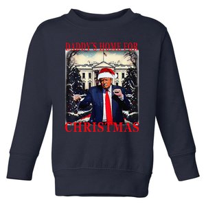 Dancing Funny Humorous Trump Daddys Home For Christmas Toddler Sweatshirt