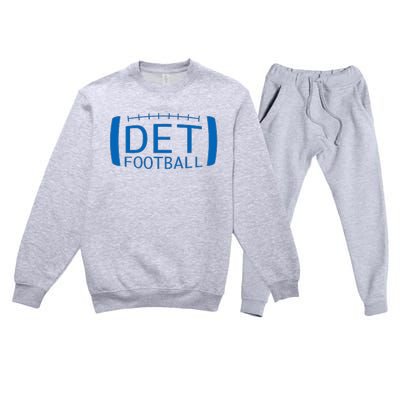 Detroit Football Honolulu Blue & Silver Fan Premium Crewneck Sweatsuit Set