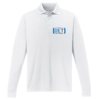 Detroit Football Honolulu Blue & Silver Fan Performance Long Sleeve Polo