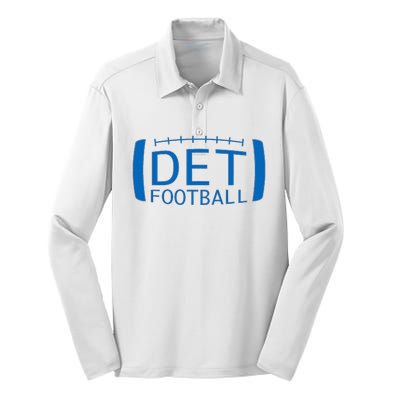 Detroit Football Honolulu Blue & Silver Fan Silk Touch Performance Long Sleeve Polo