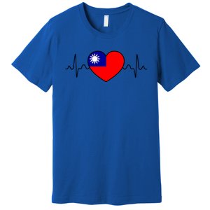 Distressed Flag Heartbeat Design Cool Taiwan Flag Gift Premium T-Shirt