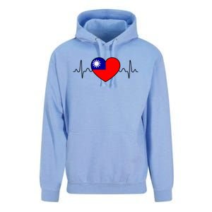 Distressed Flag Heartbeat Design Cool Taiwan Flag Gift Unisex Surf Hoodie