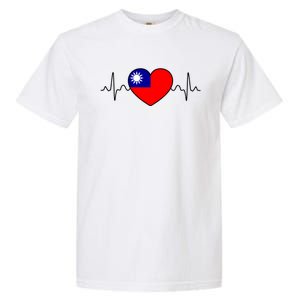 Distressed Flag Heartbeat Design Cool Taiwan Flag Gift Garment-Dyed Heavyweight T-Shirt