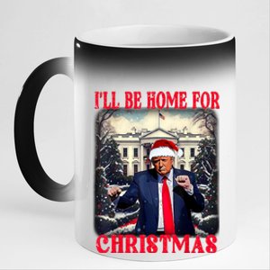 Dancing Funny Humorous Trump I’Ll Be Home For Christmas 2025 11oz Black Color Changing Mug