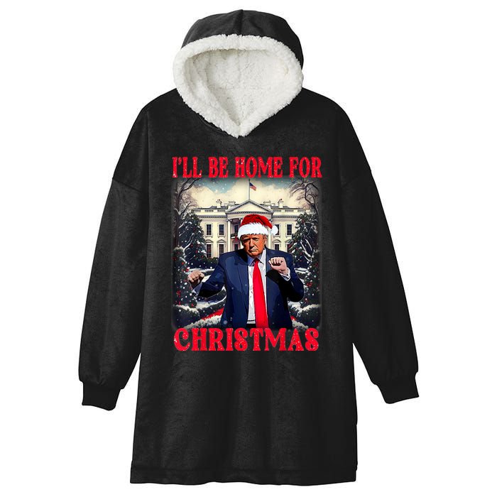 Dancing Funny Humorous Trump I’Ll Be Home For Christmas 2025 Hooded Wearable Blanket