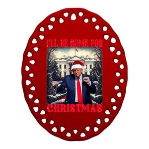 Dancing Funny Humorous Trump I’Ll Be Home For Christmas 2025 Ceramic Oval Ornament