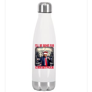 Dancing Funny Humorous Trump I’Ll Be Home For Christmas 2025 Stainless Steel Insulated Water Bottle